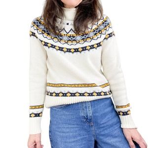 J.Crew Lamb's Wool Blend Fair Isle Mock Neck Nordic Sweater